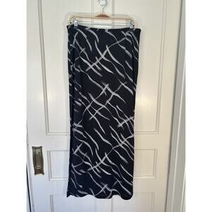 Vintage Cache Geometric Design Maxi Skirt Womens Size 12 Black White USA NWT